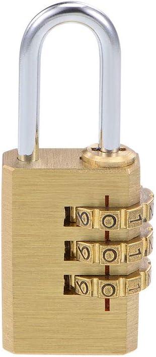 uxcell 3 Digit Combination Padlock Brass Locks 3mm Shackle Diameter for Gym Locker Fence Suitcase Travel Outdoor