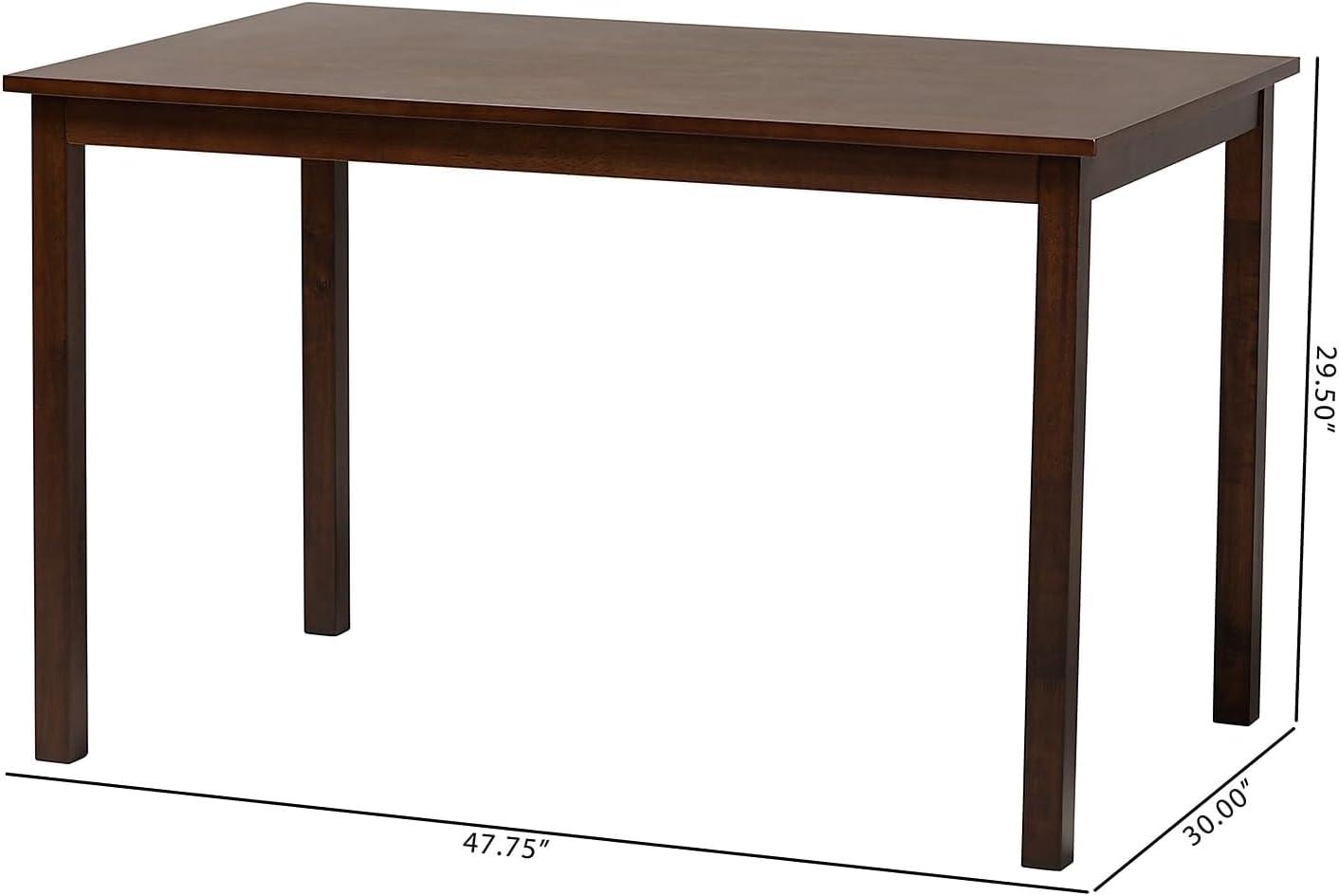 Andrew Modern Dining Table Dark Brown - Baxton Studio: Sturdy Rubberwood, Non-Extension, Seats 4