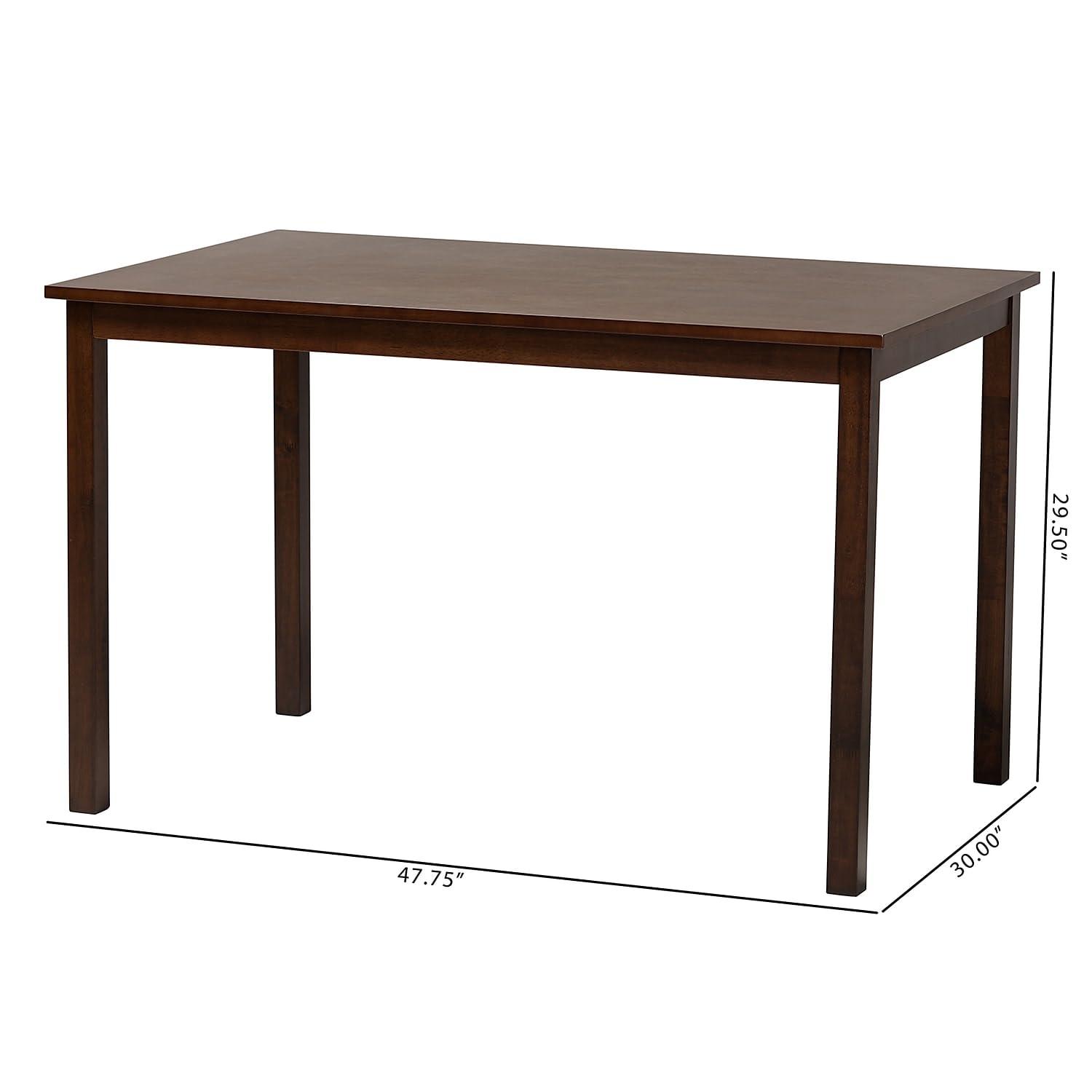 Andrew Modern Dining Table Dark Brown - Baxton Studio: Sturdy Rubberwood, Non-Extension, Seats 4