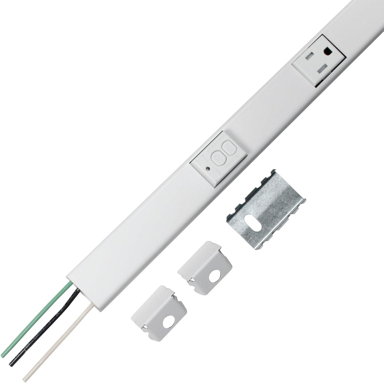 White 3-Foot Steel Hardwired Power Strip with GFCI Protection