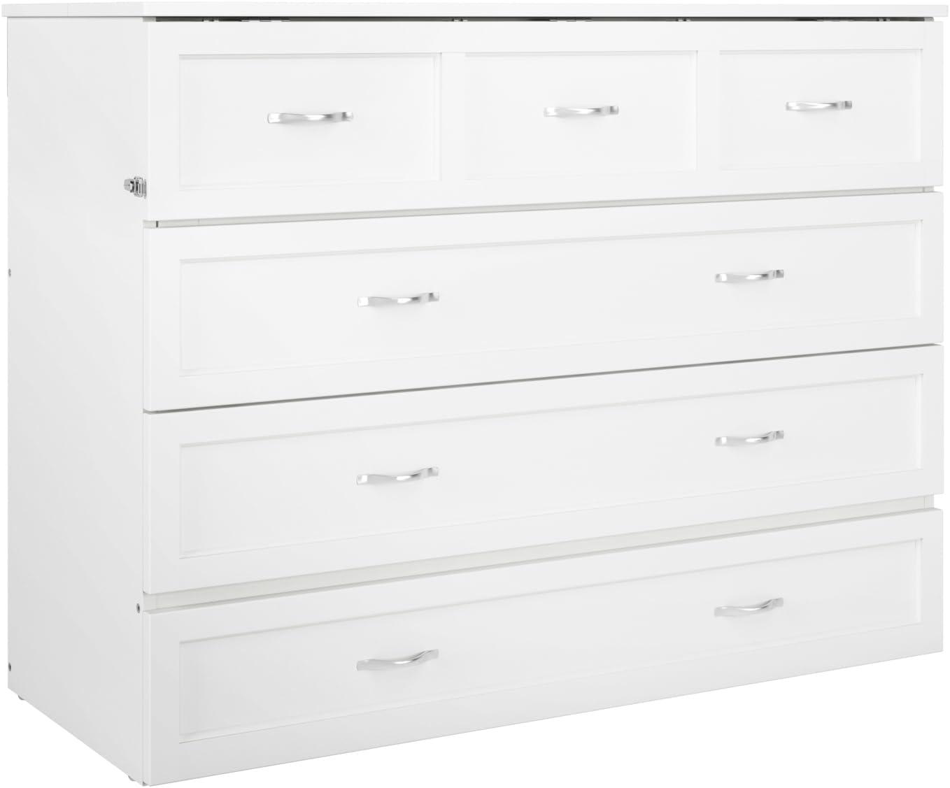 Full Deerfield Murphy Bed Chest USB Turbo Charger White - AFI