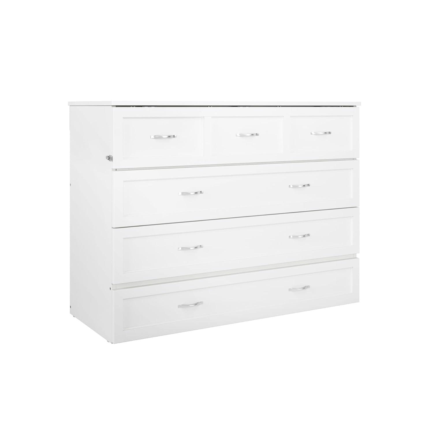 Full Deerfield Murphy Bed Chest USB Turbo Charger White - AFI