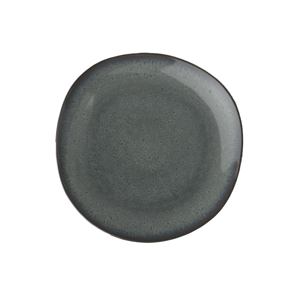 Gray Organic-Shape Ceramic Dinner Plate, Microwave-Safe
