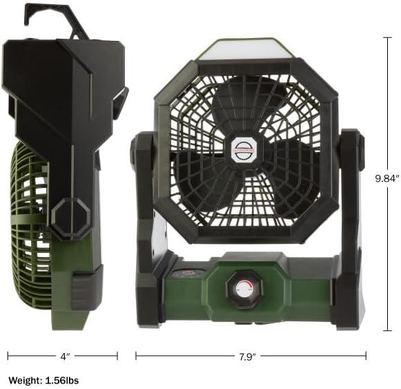 wakeman Wakeman Outdoors Camping Fan and Tent Light - Rechargeable 5400mAh Lithium Battery, Green