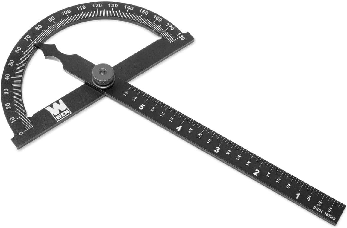 WEN Adjustable Black Aluminum Protractor with Laser Etched Scale