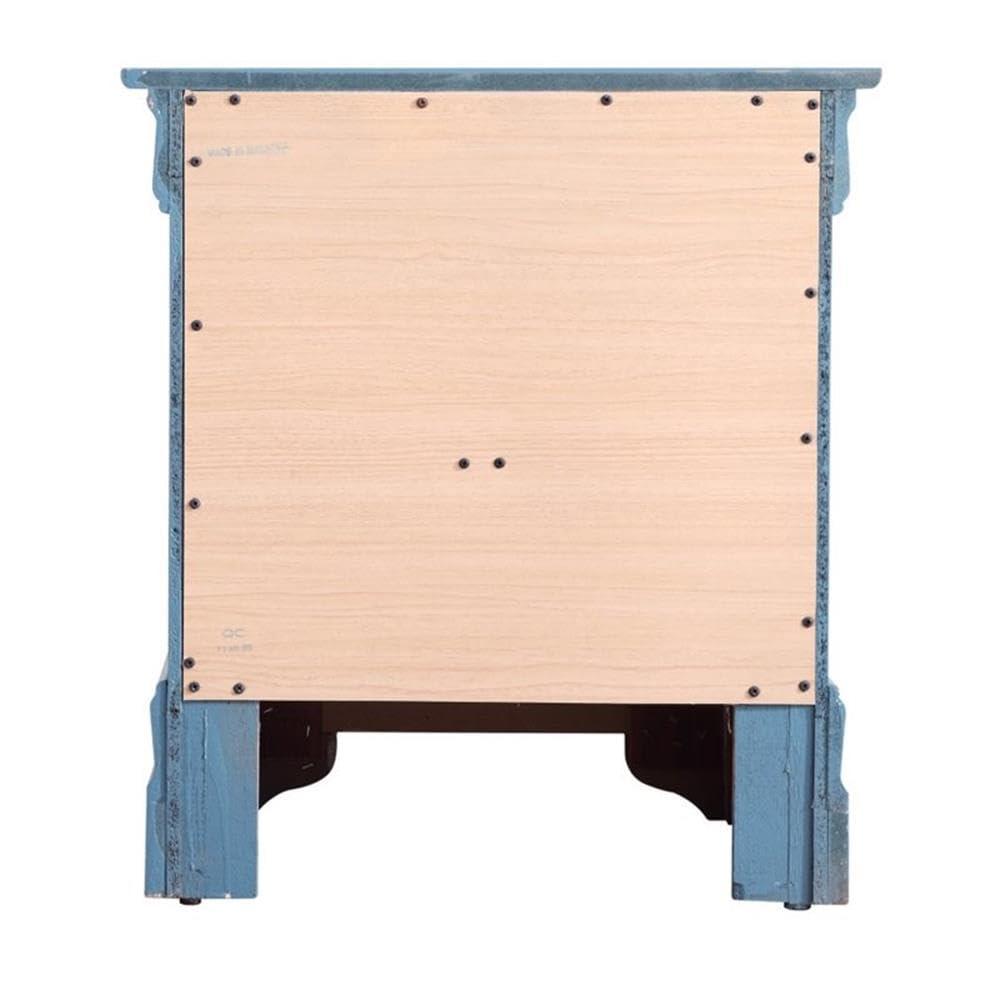 Glory Furniture Louis Phillipe 2 Drawer Nightstand in Teal