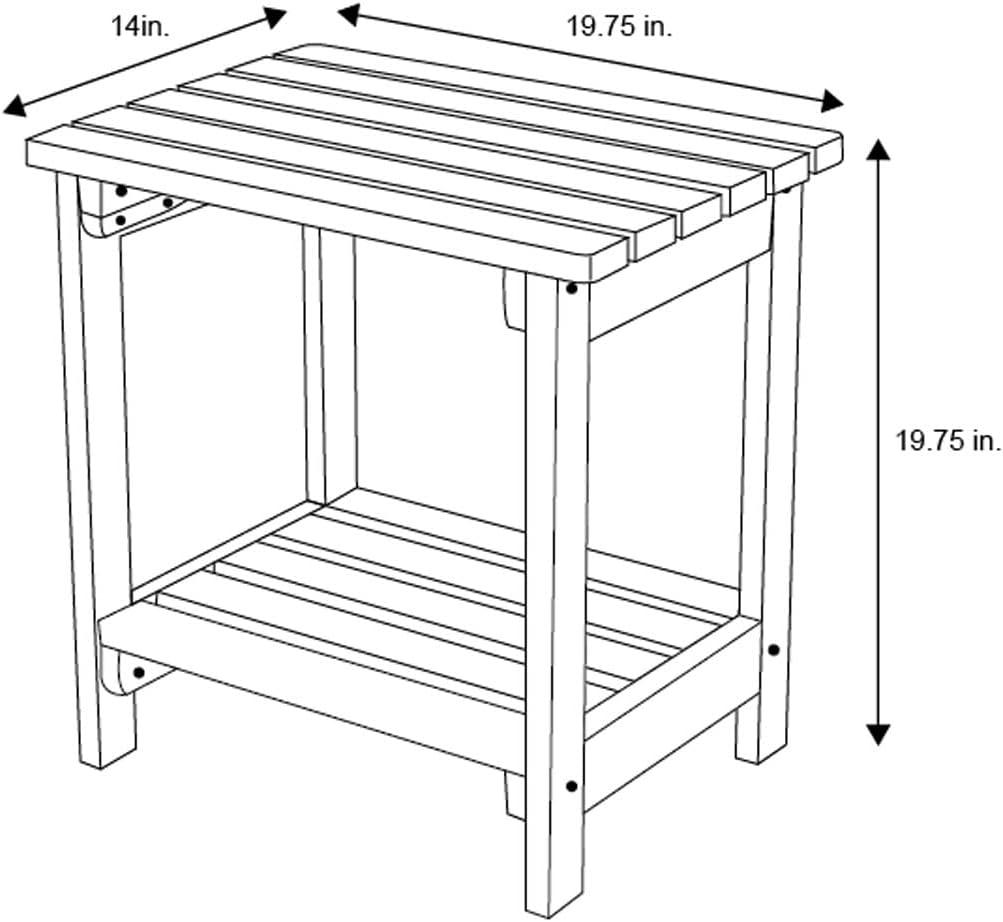 Shine Company Rectangular Traditional Wooden Indoor/Outdoor Side Table in Gray