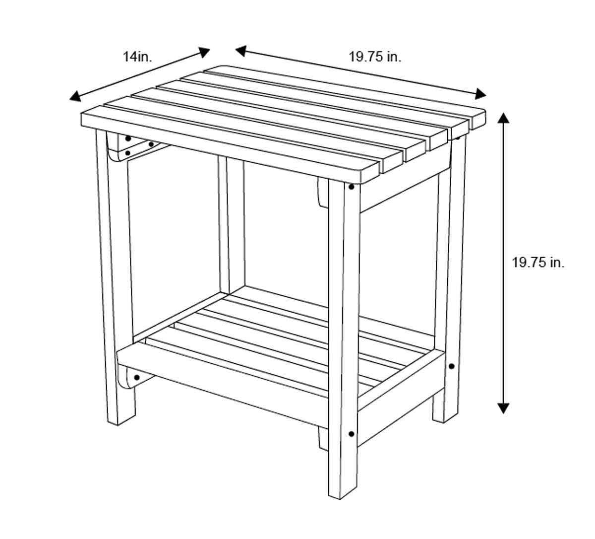 Shine Company Rectangular Traditional Wooden Indoor/Outdoor Side Table in Gray