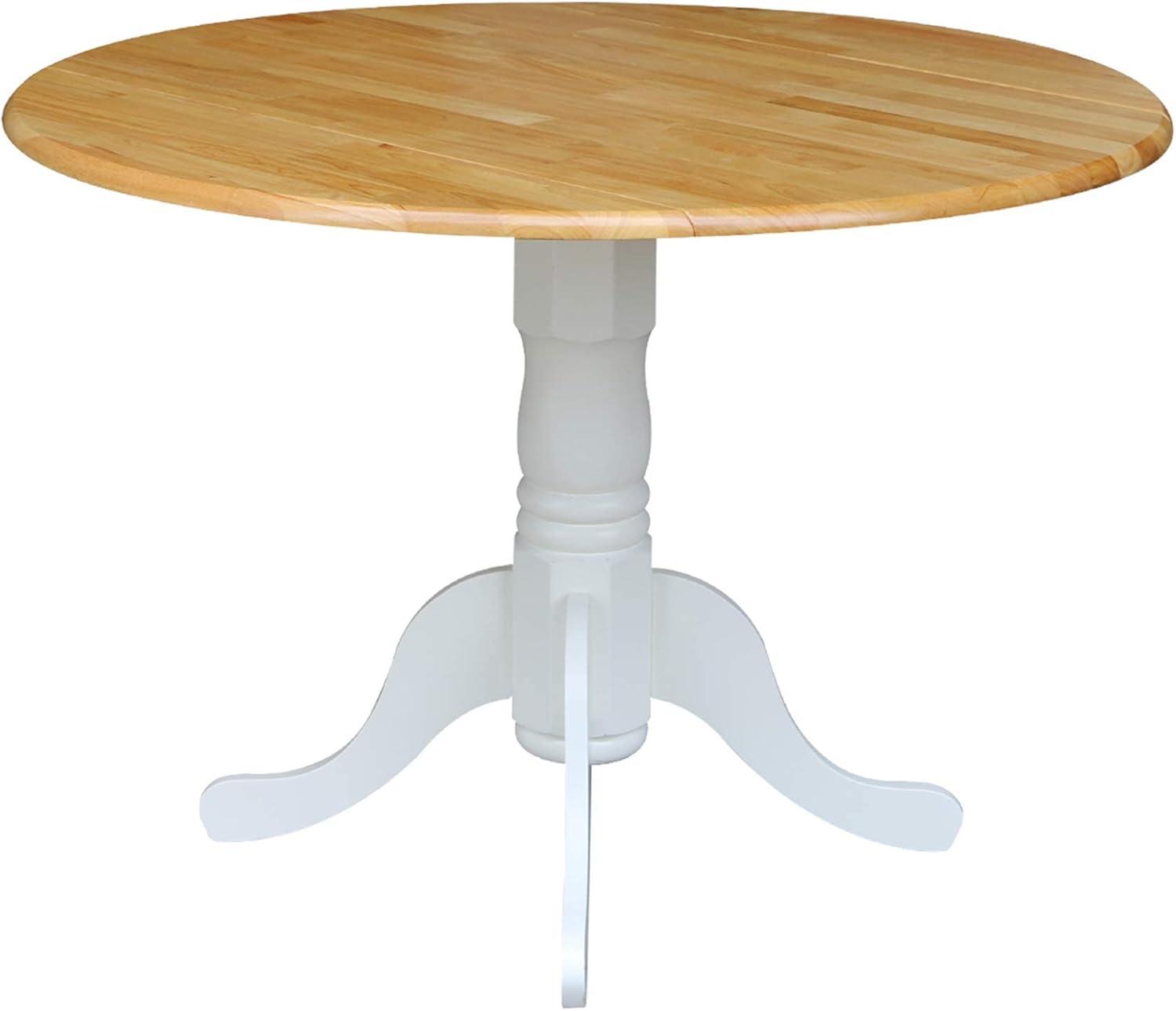 Cottage Charm Off-White Round Wood Extendable Dining Table