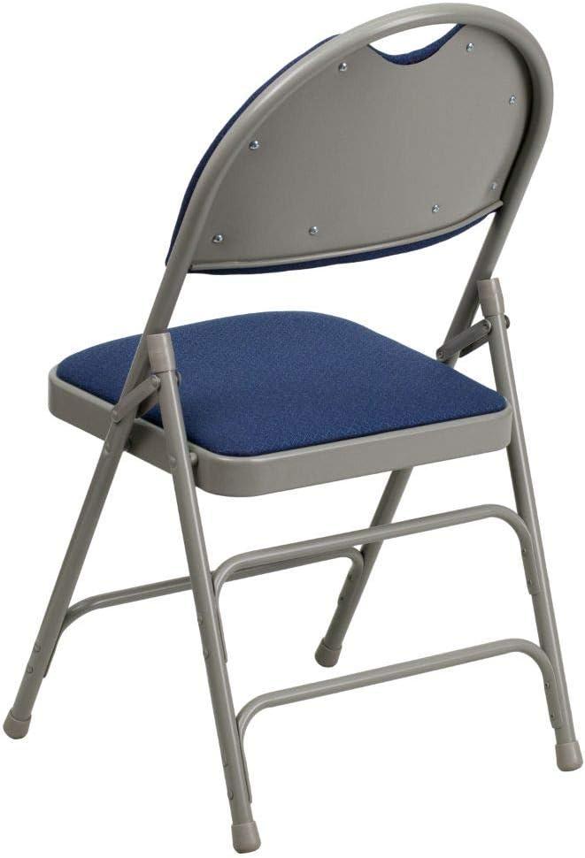 Flash Furniture 2 Pack HERCULES Series Ultra-Premium Triple Braced Navy Fabric Metal Folding Chair with Easy-Carry Handle
