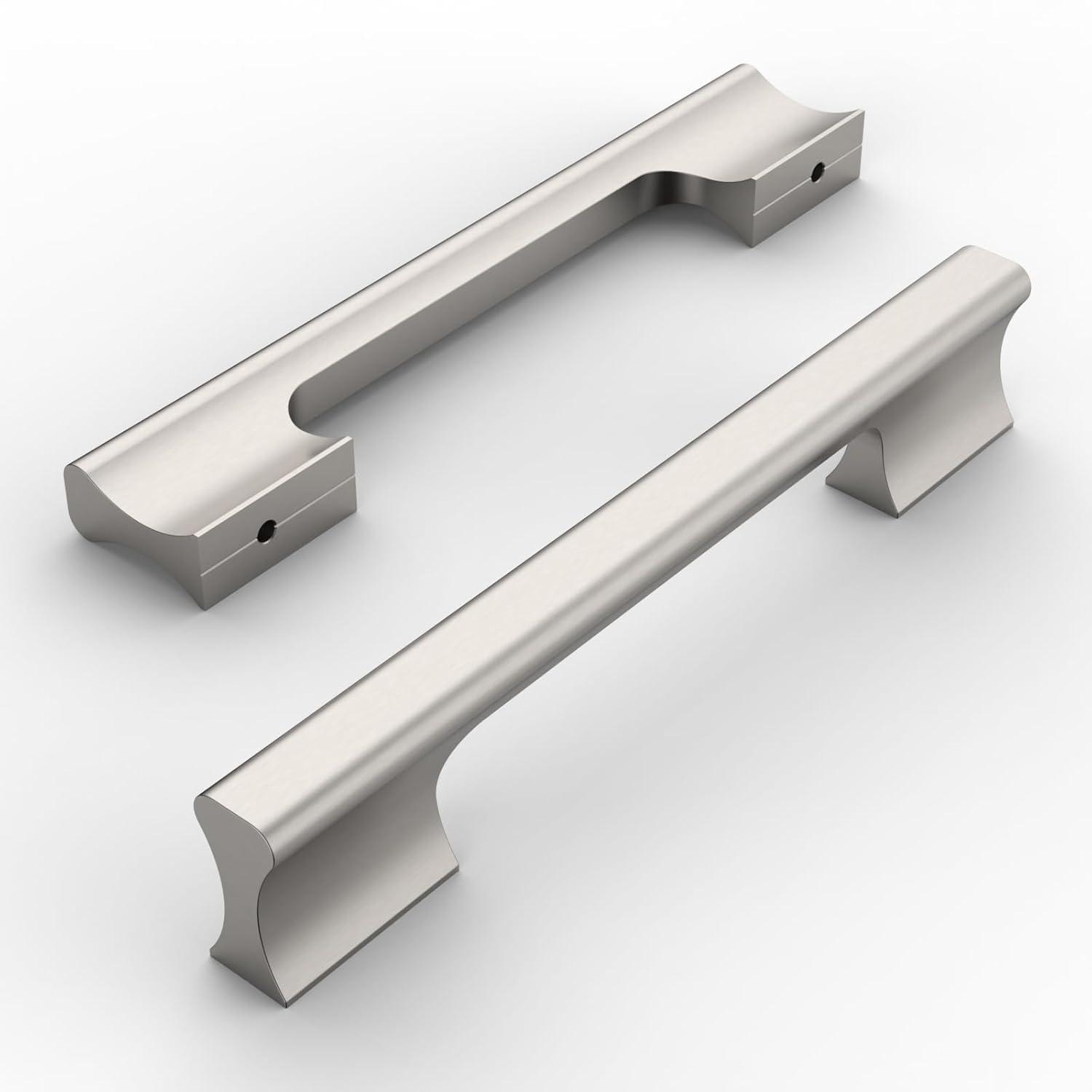 Amerdeco 10 Pack Brushed Satin Nickel Cabinet Pulls - 5 Inch(128MM) Hole Centers Kitchen Handles for Cabinets and Cupboards - ZH0060