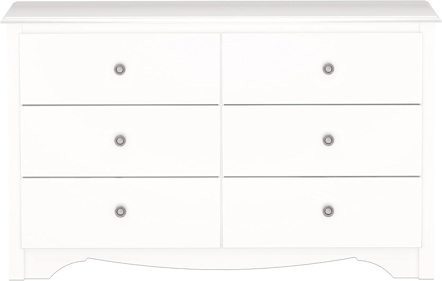 Prepac Monterey Dresser White: 6-Drawer Storage, Wood Composite, Bedroom Furniture, 29"H x 48"W