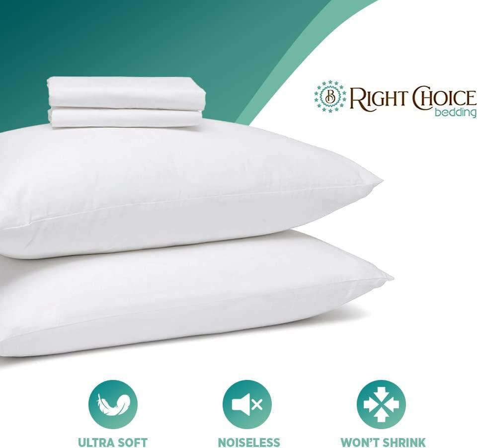Right Choice Bedding 100% Cotton Queen Pillow Protectors with Zipper– (4 Pack)