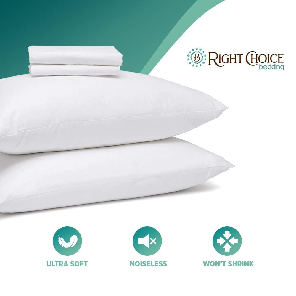 Right Choice Bedding 100% Cotton Queen Pillow Protectors with Zipper– (4 Pack)