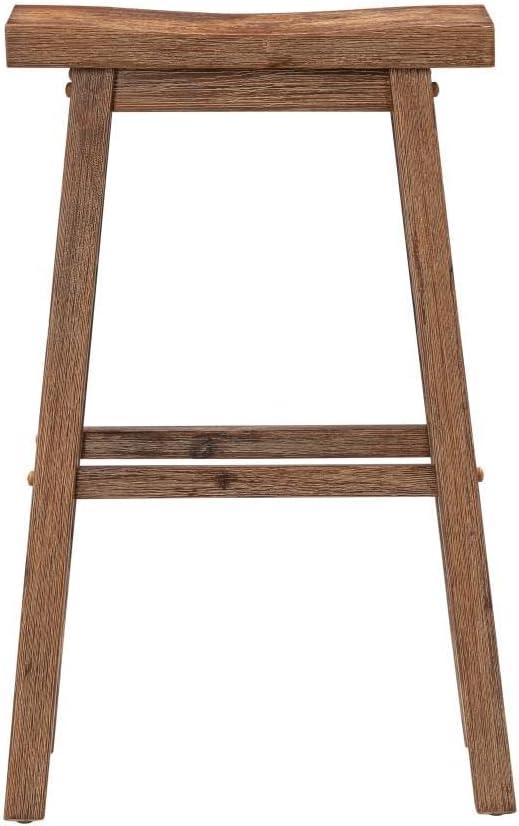 Set of 2 29" Sonoma Wire-Brush Saddle Barstools Barnwood - Boraam: Solid Acacia, Footrest