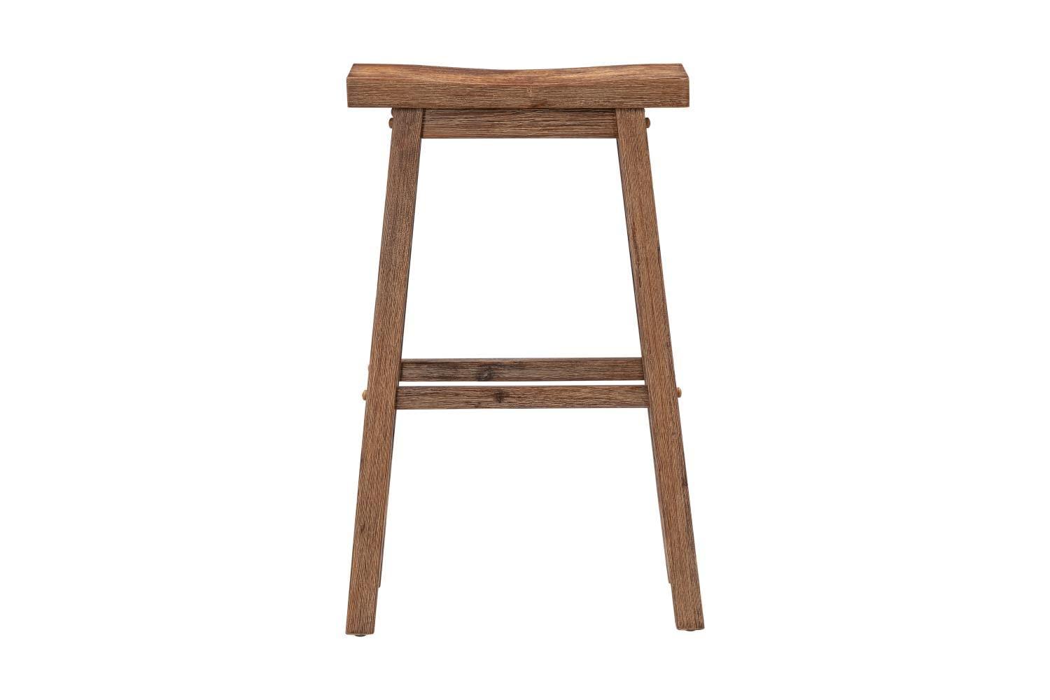 Set of 2 29" Sonoma Wire-Brush Saddle Barstools Barnwood - Boraam: Solid Acacia, Footrest
