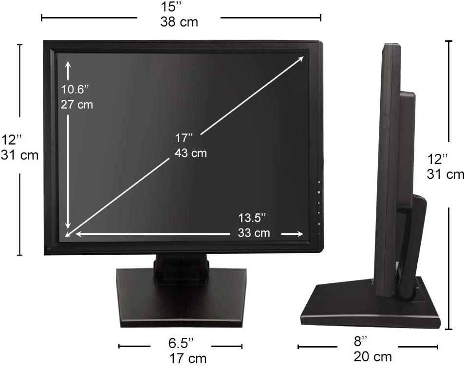 ANGEL POS 1006017 17-Inch POS TFT LCD TouchScreen Monitor, Black