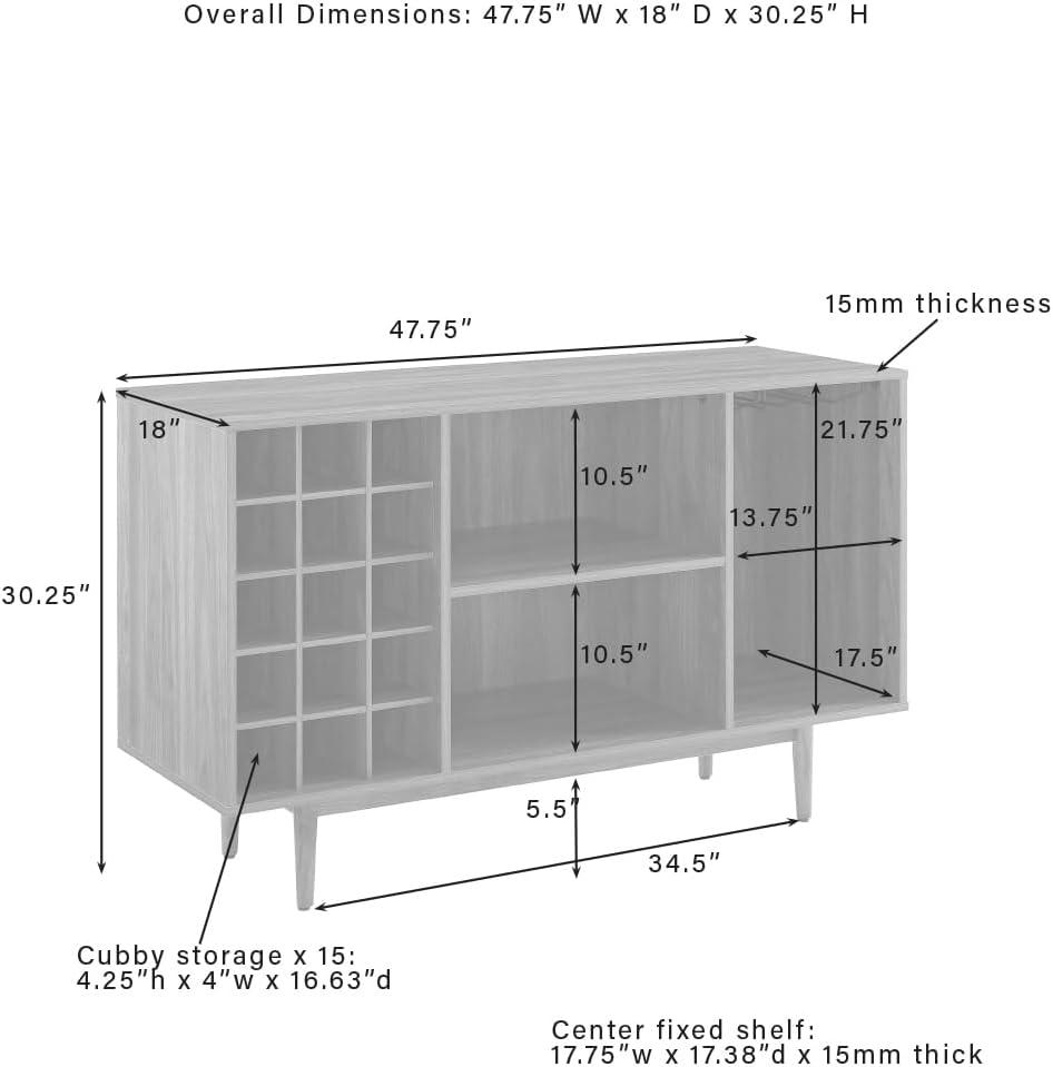Liam Black Mid-Century Modern Wine Storage Sideboard