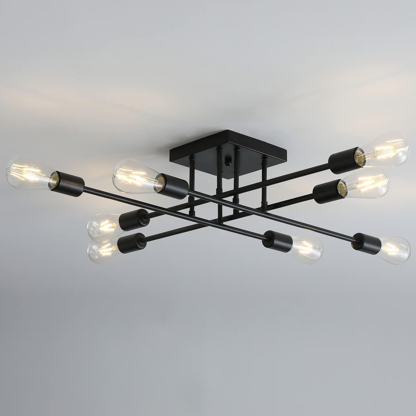 Aiwen 8 Lights Metal Sputnik Semi Flush Mount Ceiling Lamp Modern Home Decoration Light Fixture