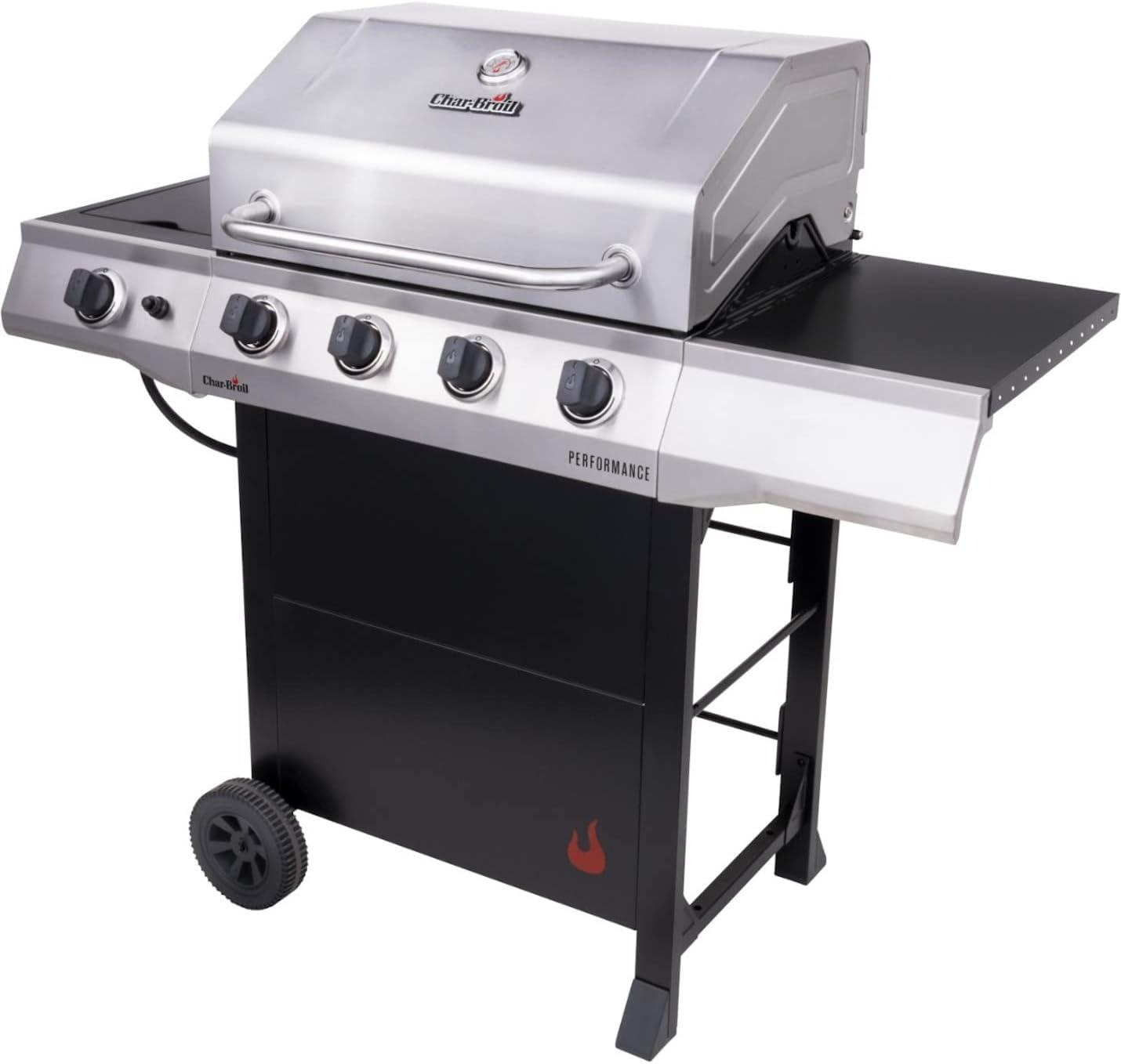 Charbroil Performance Series 4-Burner Propane Gas Grill Cart with Side Burner