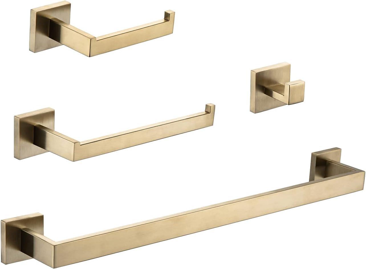 Brushed Gold Stainless Steel 4-Piece Bathroom Hardware Set