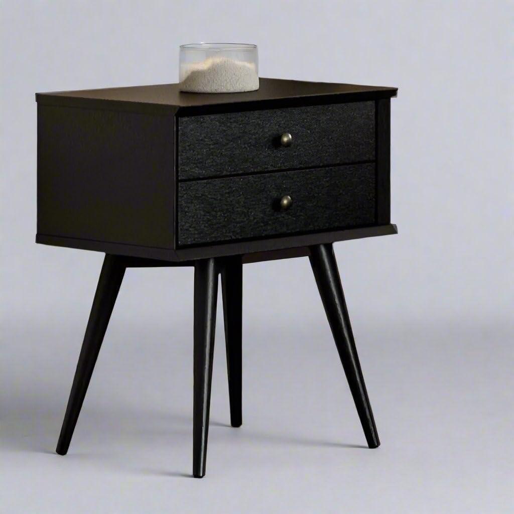 Camaflexi Mid-Century 2-Drawer Nightstand Cabinet, Castanho Finish, For Adults