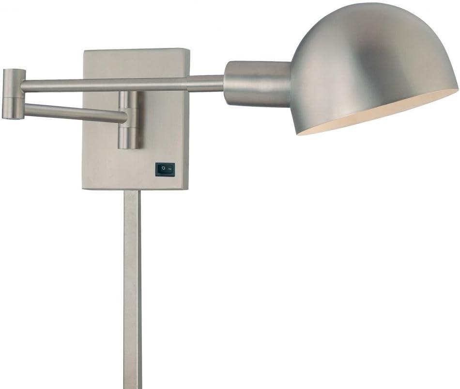 Matte Brushed Nickel Swing Arm Wall Sconce with LED Light