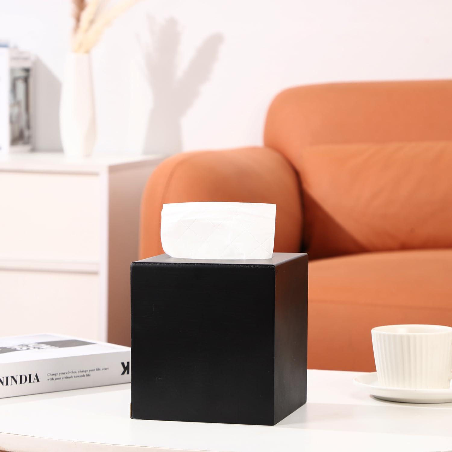 Hokku Designs Square Camphorwood Tissue Box Cover, Bottom Can Slide Out, Suitable For Bathroom, Bedroom, Dining Table, Office