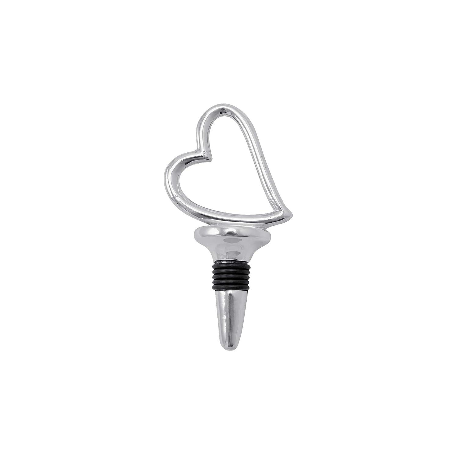 Silver Heart-Shaped Metal Bottle Stopper