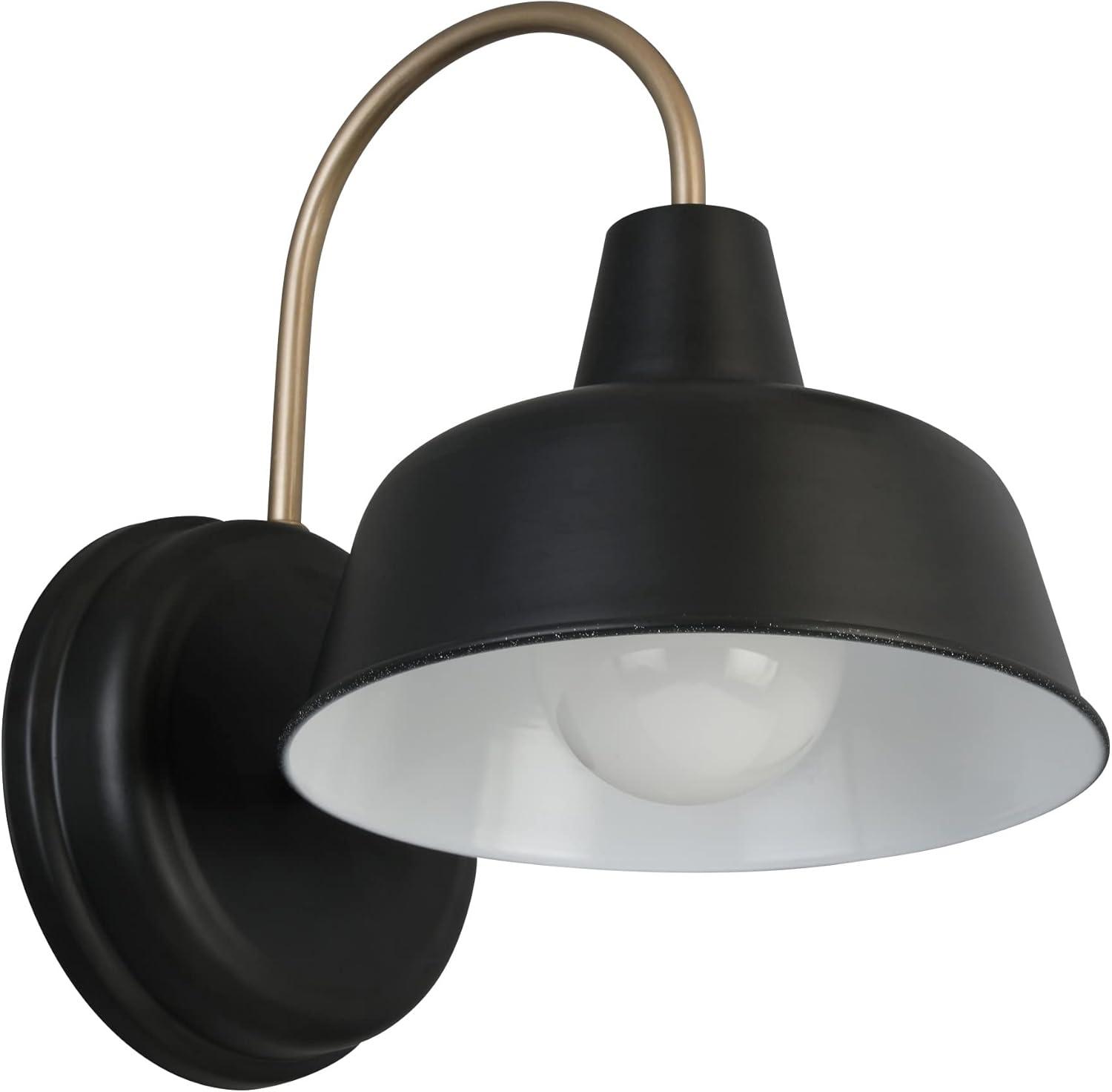 Matte Black and Gold 11" Industrial Wall Light