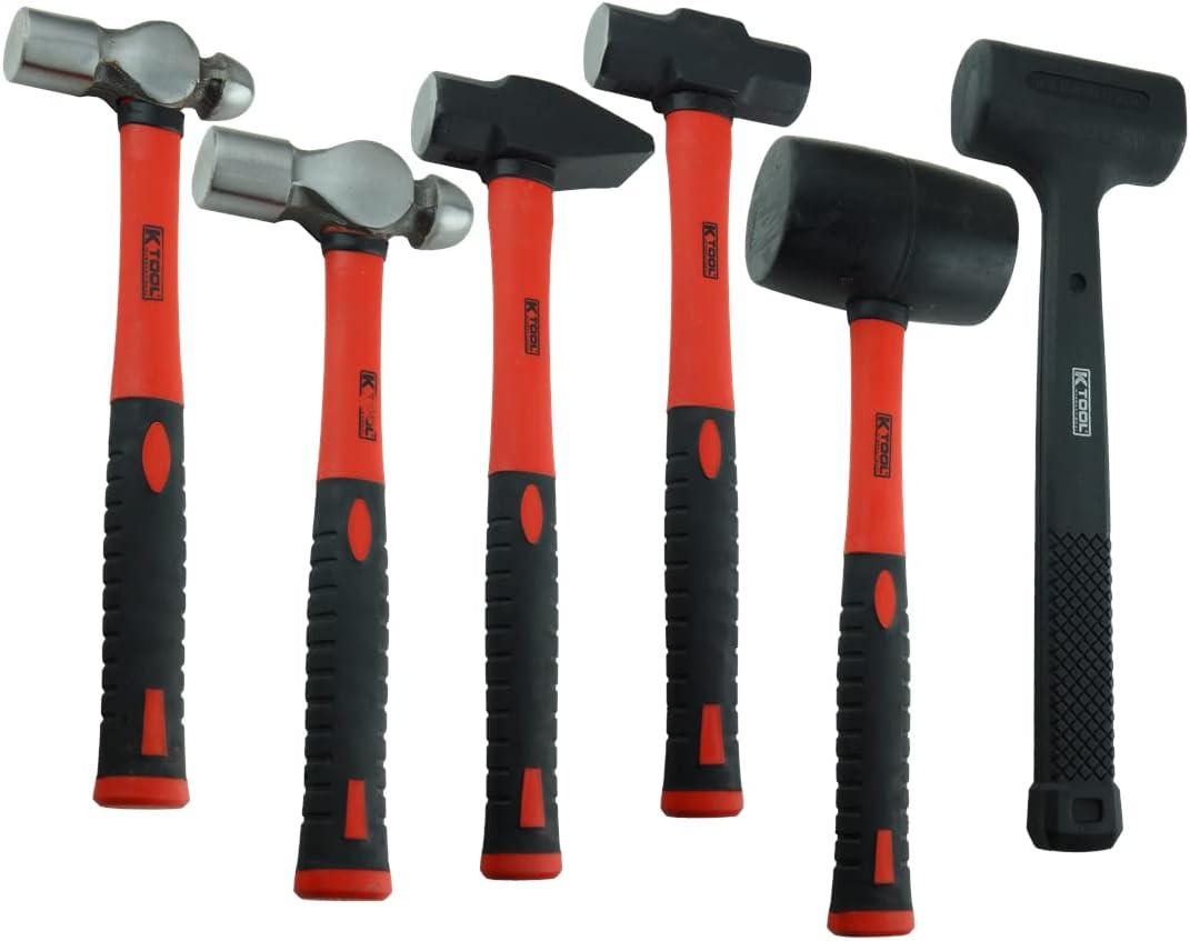 K Tool 71770 6 Piece Hammer Set, Carbon Steel, Ergonomic Handles