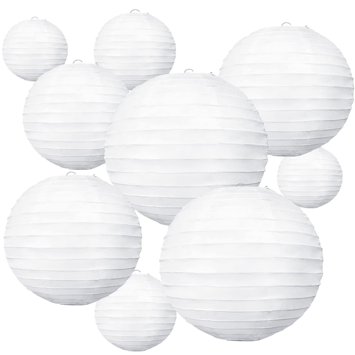White Paper Lantern Set for Hanging Decor, Various Sizes