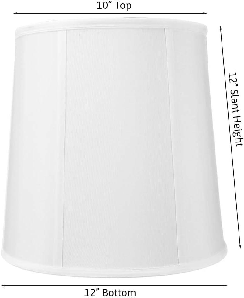 10x12x12" SLIP UNO FITTER White Shantung Fabric Drum Lampshade