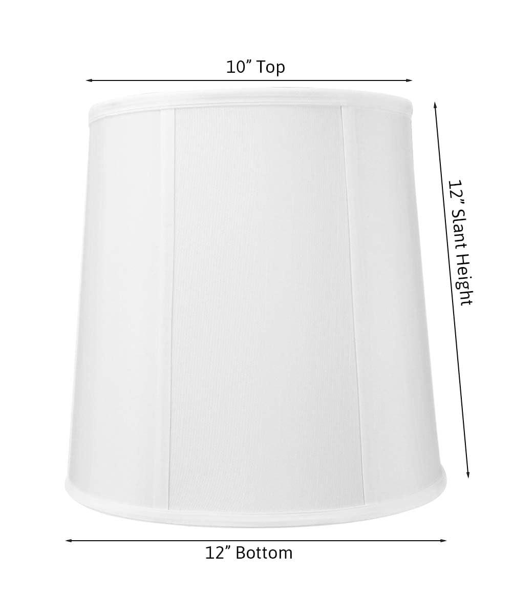 10x12x12" SLIP UNO FITTER White Shantung Fabric Drum Lampshade