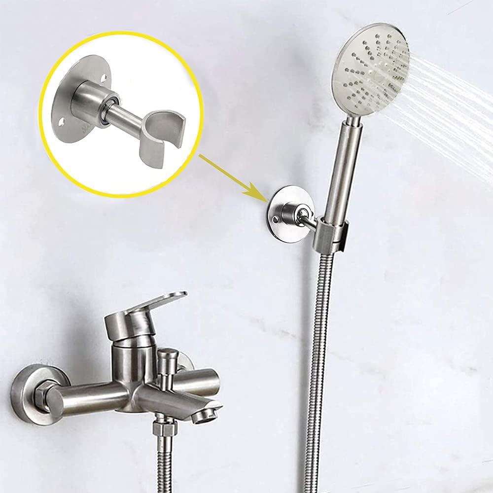 Shower Head Holder Wall Mount,Stainless Steel Handheld Shower Head Holder,Adjustable Shower Spray Holder Metal Shower Head Bracket,Brushed Finish