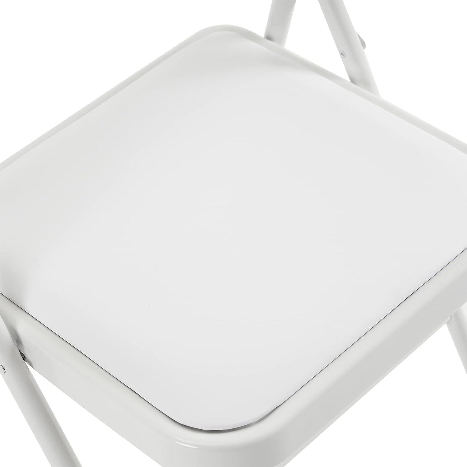 Simpli Magic Padded Folding Chairs White Metal Folding Chairs with Padded Cushion and Back, 4 Pack