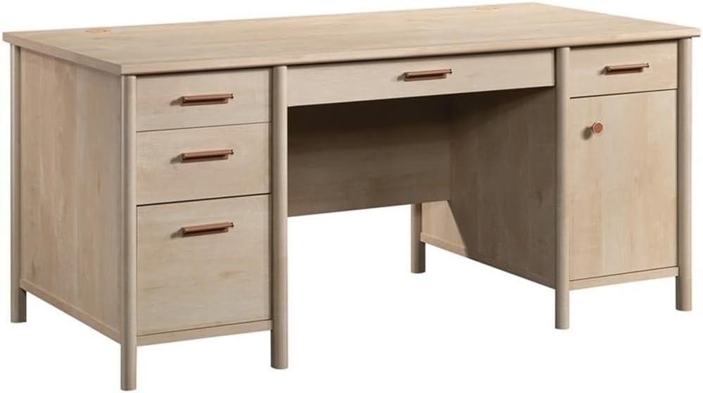 Whitaker Point Executive Desk Natural Maple - Sauder: Home Office Furniture with Storage & Keyboard Tray