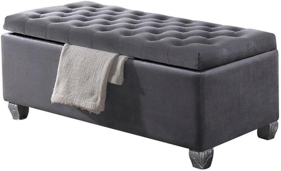 ACME Rebekah Fabric Tufted Upholstered Bench with Storage in Gray