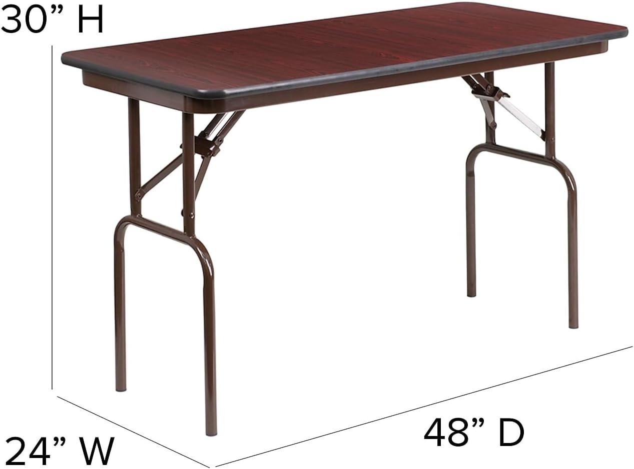 Flash Furniture Wofford 24" x 48" Rectangular Mahogany Melamine Laminate Folding Banquet Table