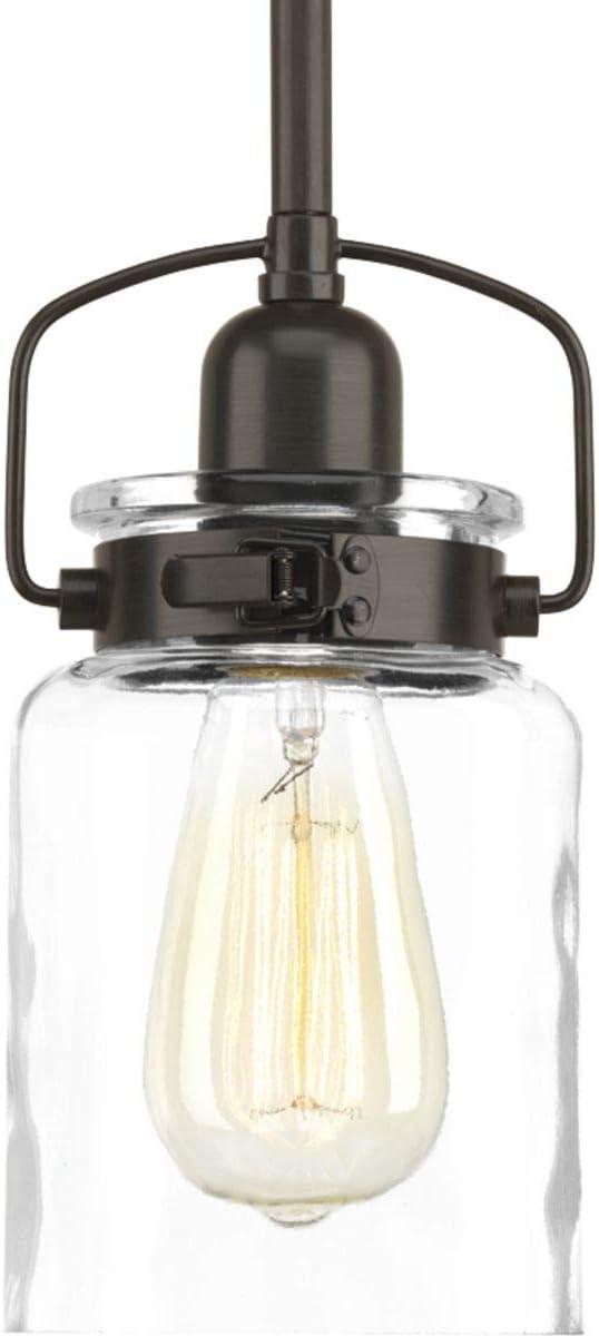 Progress Lighting Calhoun 1-Light Pendant, Antique Bronze, Parchment-Finish Glass Shade