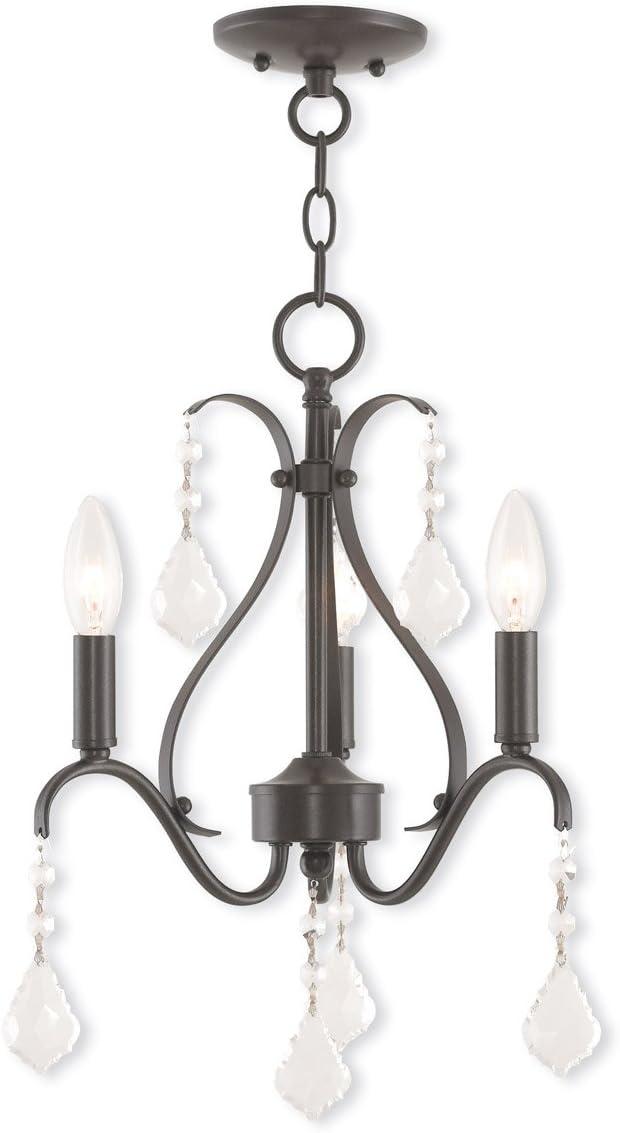 Caterina English Bronze 3-Light Mini Chandelier with Clear Crystals