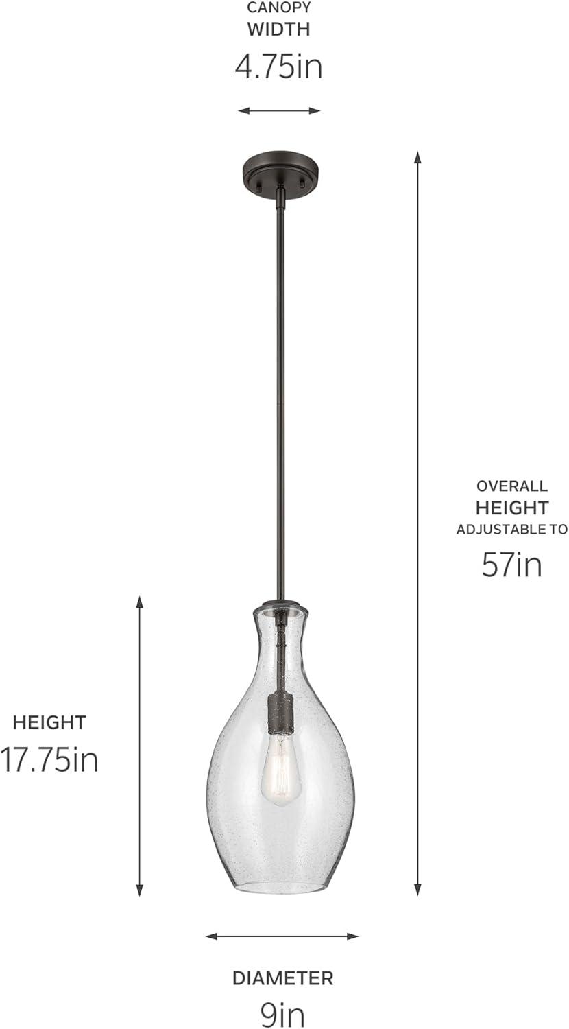 Everly 17.75" 1 Light Hour Glass Pendant Clear Glass Chrome