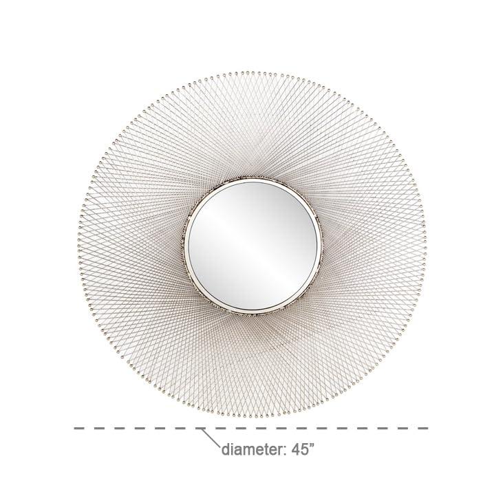 45" x 45" Metal Starburst Wall Mirror Silver - Olivia & May: Iron Frame, Round Shape, No Assembly Required