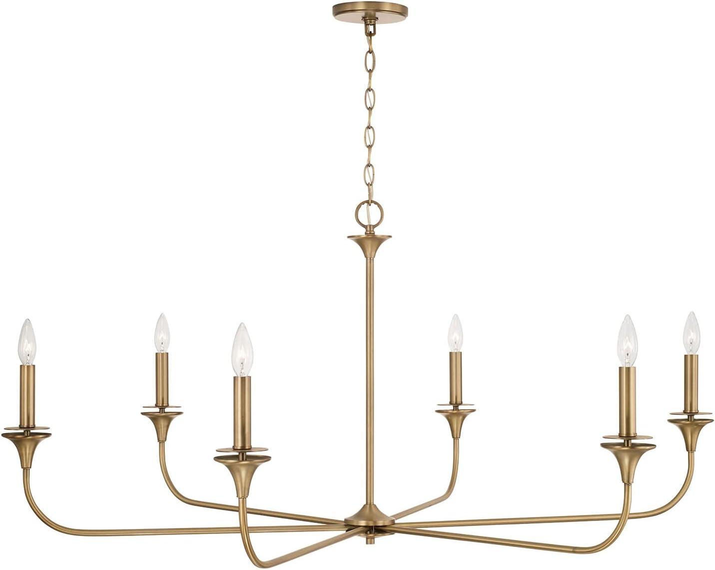 Aged Brass 49" Wide 6-Light Candle Style Chandelier