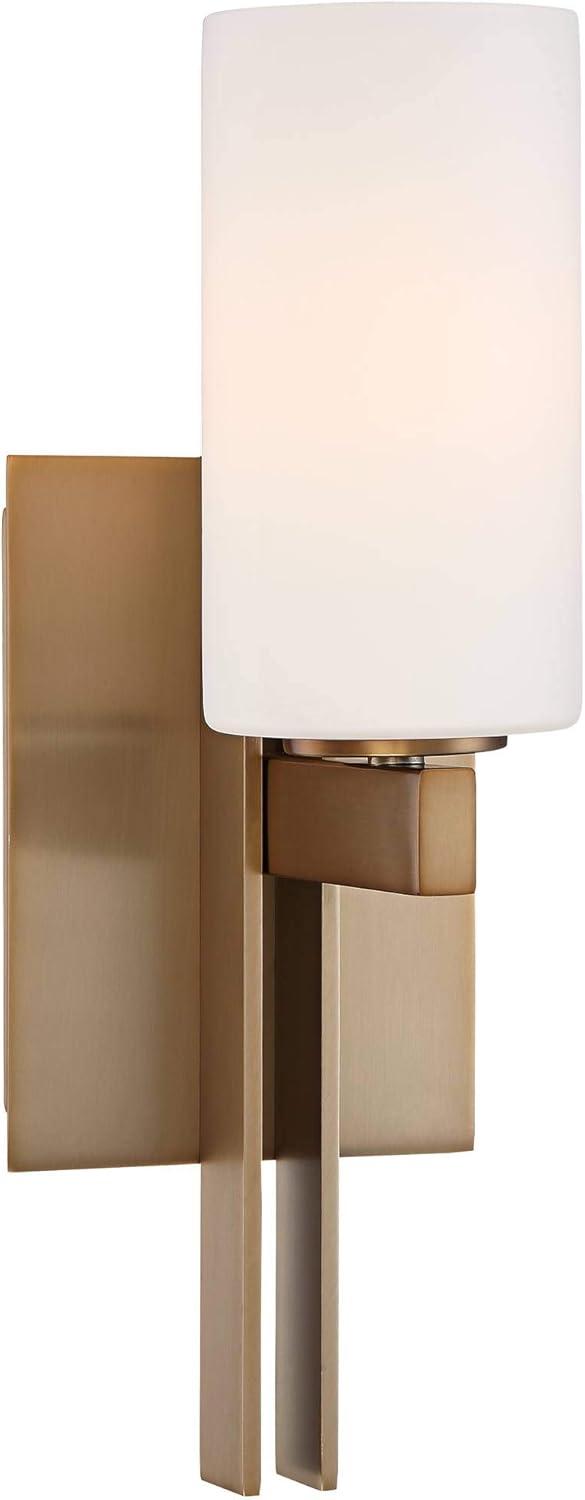 Possini Euro Design Ludlow Modern Wall Light Sconce Burnished Brass Hardwire 4 1/2" Fixture Frosted Glass for Bedroom Bathroom Vanity Reading Hallway