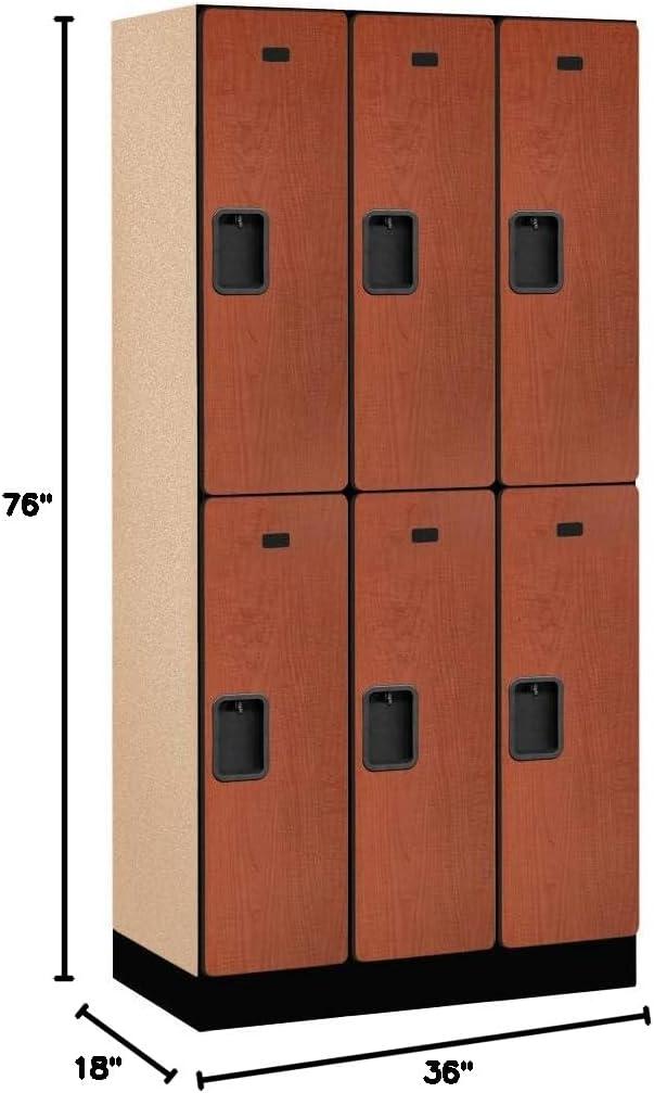 Cherry Double Tier Lockable Wood Locker Unit