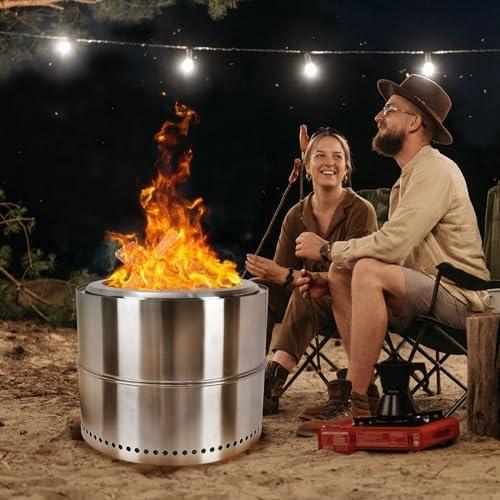 HGD 20 inch Portable Smokeless Fire Pit - Stainless Steel Bonfire Firepit with Airflow Technology for Efficient Outdoor Heating - Includes Carry Bag - Perfect for Gatherings, RV Travel, and Backyard