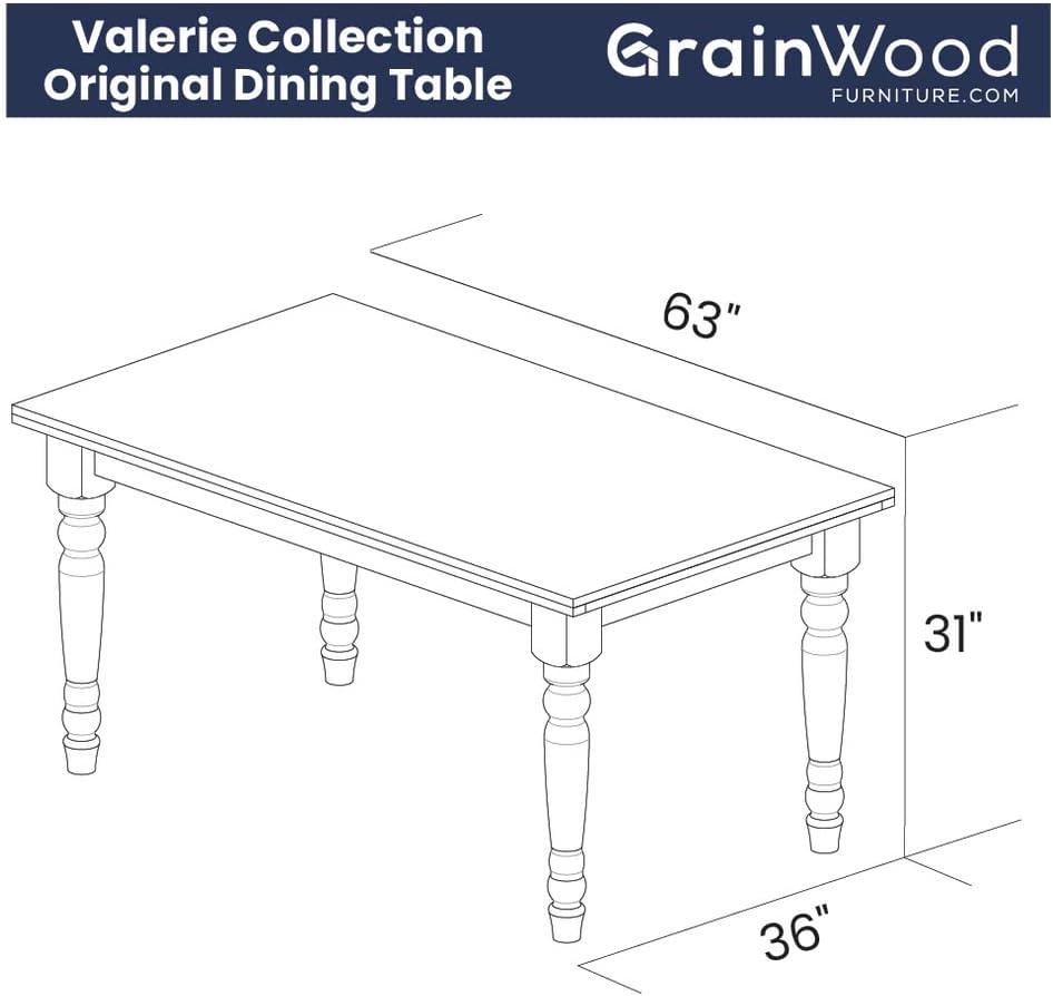 Grain Wood Furniture Valerie Original Solid Wood 63" Dining Table, Barnwood