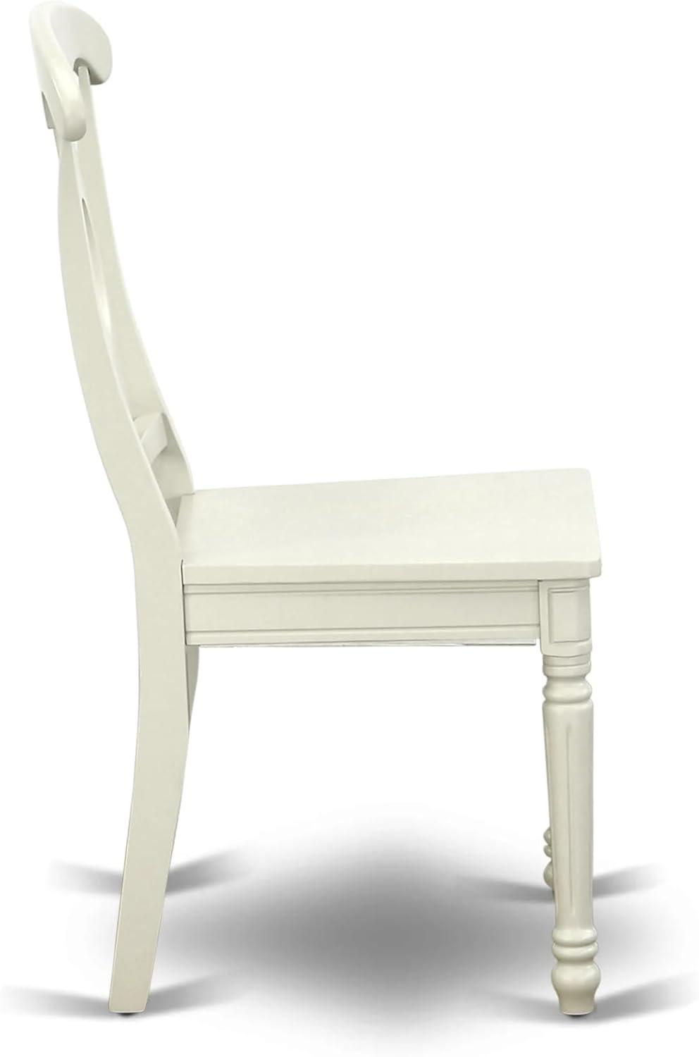 East West Furniture Antique 3-piece Dining Set with Napoleon Back in Linen White