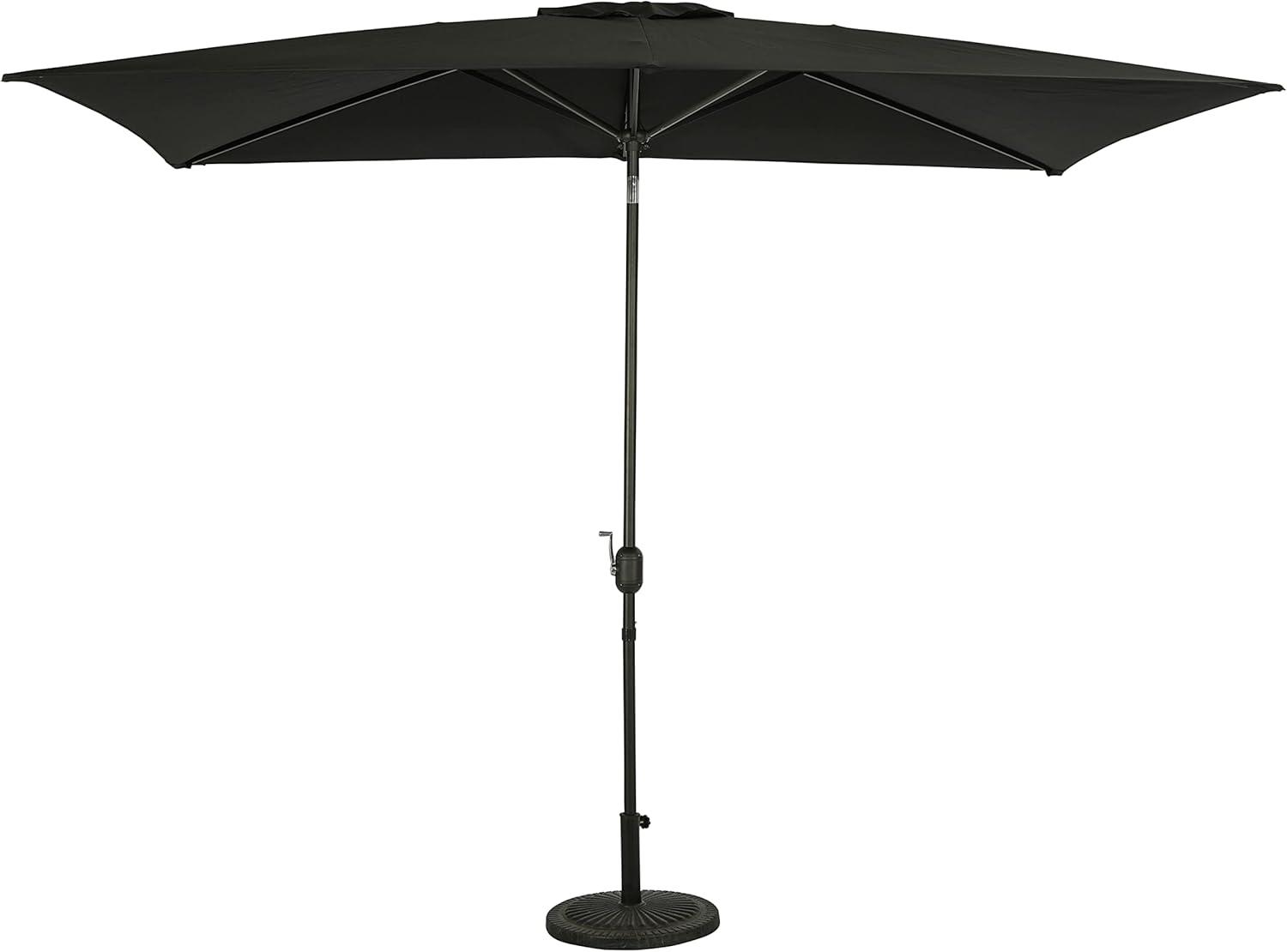 Island Umbrella 10' x 6.5' Rectangular Bimini Market Patio Umbrella Black: Weather-Resistant, Steel Frame, Crank Handle